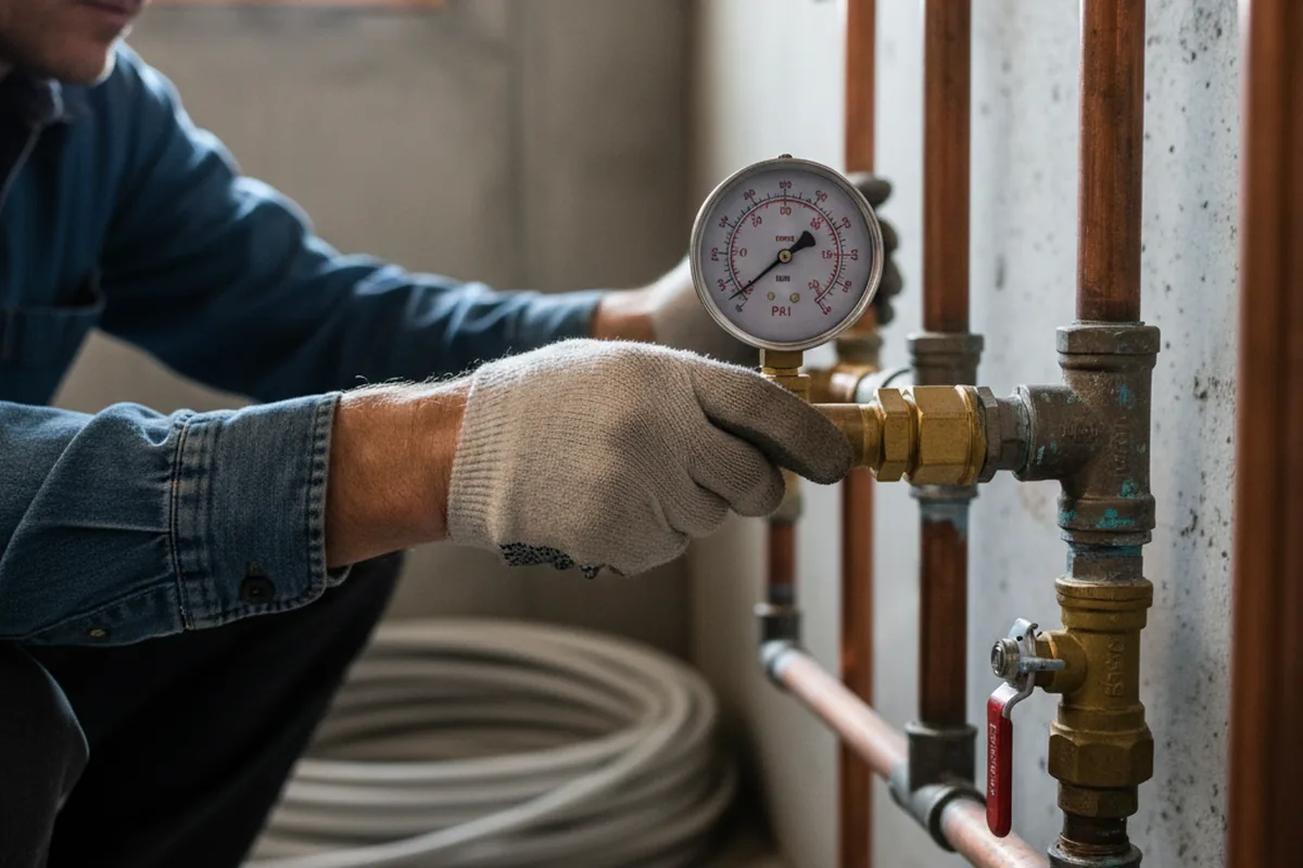Pressure testing a repaired line during Water Line Repair in Minooka